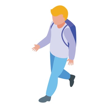 School kid travel icon isometric vector. Happy people vector