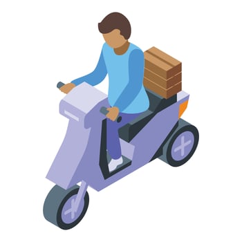 Courier scooter icon isometric vector. Food delivery vector