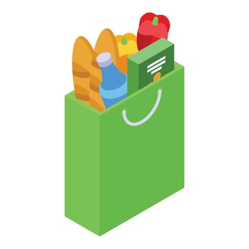 Food bag delivery icon isometric vector. Online order vector