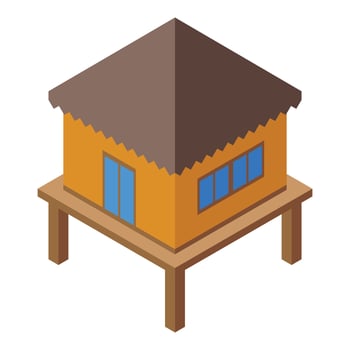 Beach bungalow icon isometric vector. Cabin house vector