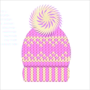 winter hat. pink winter hat. vector