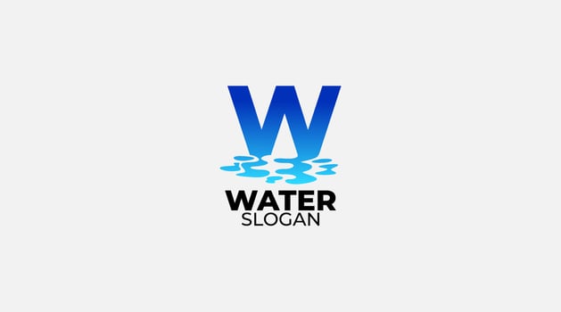W Letter Logo Design with Water Splash Ripples Drops vector