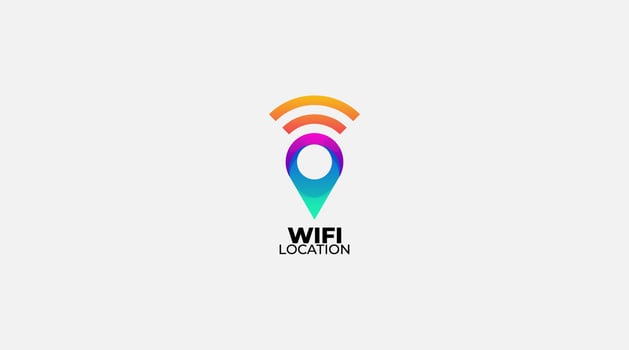 Gradient wifi pin location. wifi zone conection. flat design vector
