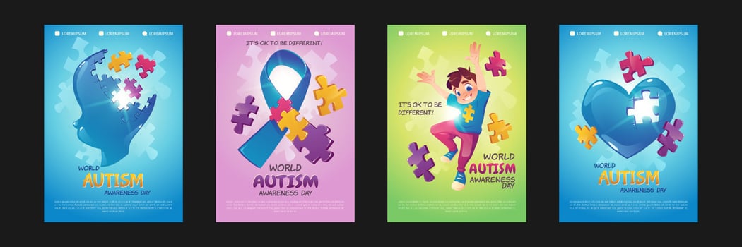 World autism awareness day posters vector