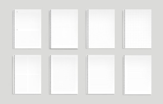 Notebooks with lines, dots and square grid vector