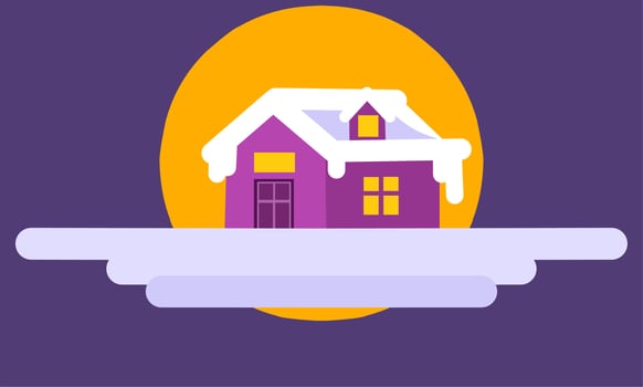 Winter illustration design, view of the house in winter, winter landscape illustration vector