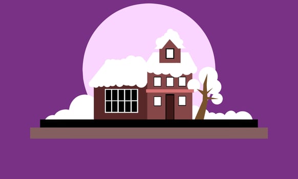 Winter illustration design, view of the house in winter, winter landscape illustration vector