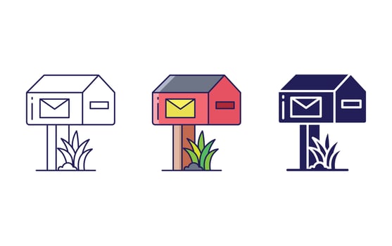Mail Box line and glyph icon isolated on white background, Letter box  Vector illustration collection.