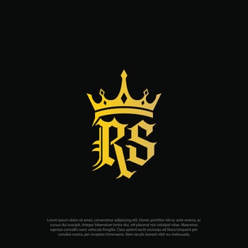 lux feel, luxury, rich and gold initial RS letter with king crown style logo template design vector