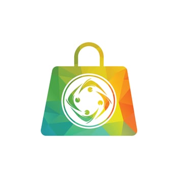 Shopping bag with group of logo. Community shipping concept. vector