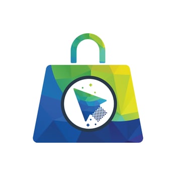 Click shop logo design vector. Shopping bag icon for online shop business logo. vector