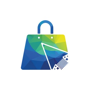 Click shop logo design vector. Shopping bag icon for online shop business logo. vector