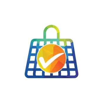 Check mark shopping bag logo. Shopping bag icon for online shop business logo. vector