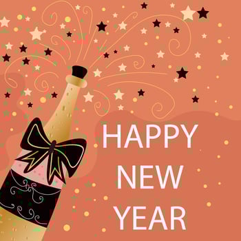 Happy New Year Flat Background Vector Illustration