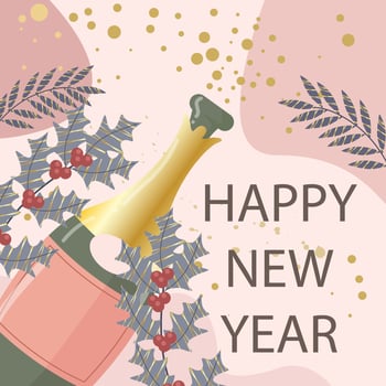 Happy New Year Flat Background Vector Illustration