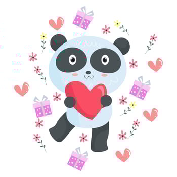 Cute Panda Cartoon Characters suitable for children's clothing designs vector