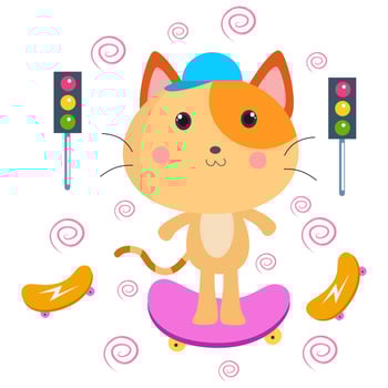 Cute Cat Cartoon Characters suitable for children's clothing designs vector