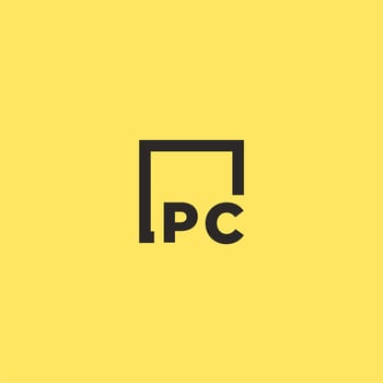 PC initial monogram logo with square style design vector