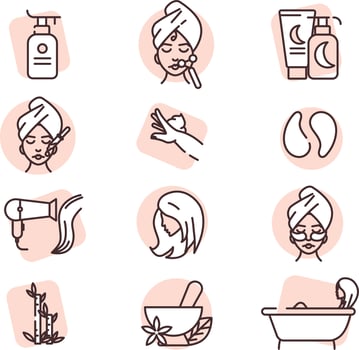 Body treatment icon set, icon, vector on white background.