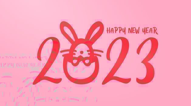 2023 Typography Text Logo with a rabbit Concept Happy New Year 2 vector