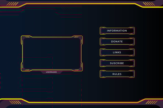 Set of modern twitch gaming panels for ui design template vector