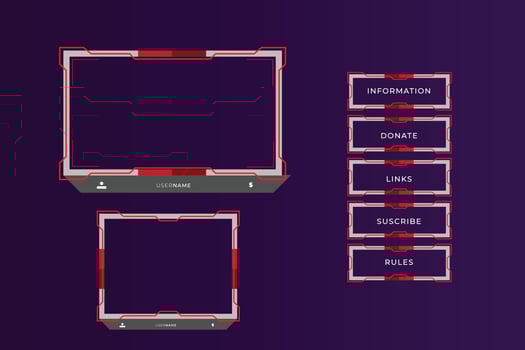 Set of modern twitch gaming panels for ui design template vector