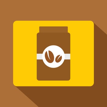 Brown coffee jar icon, flat style vector