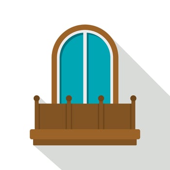 Retro balcony with an arched window icon vector