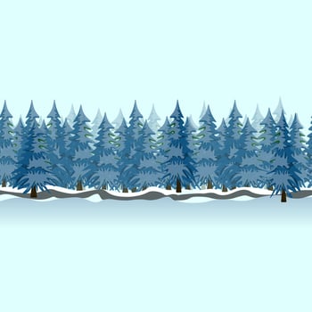 Snow-covered forest. Cute winter repeating landscape. Colorful vector Illustration.
