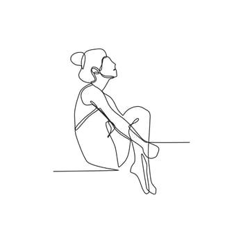 continuous line of women in style vector