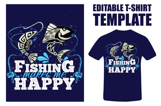 Fishing Makes Me Happy Typography T-Shirt Vector. Typography Fishing T Shirt. Fishing Quote T Shirt. Hand Drawn Typography Poster Design. Fishing Makes Me Happy Fishing T Shirt vector