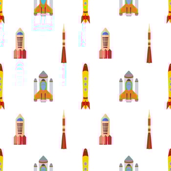 Seamless pattern with space rocket. Vector illustration.