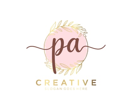 Initial PA feminine logo. Usable for Nature, Salon, Spa, Cosmetic and Beauty Logos. Flat Vector Logo Design Template Element.