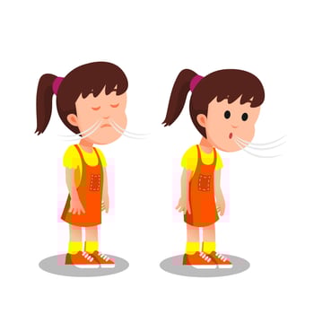 a little girl took a deep breath then let it out vector