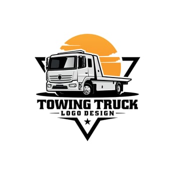 towing truck in badge emblem logo style vector