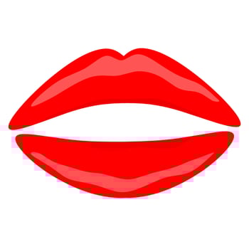 Female red lips vector illustration isolated on white background. Red hot girl lips, kiss. Beauty concept.