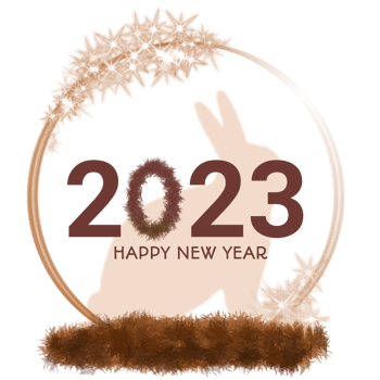 Golden Rabbit Happy New Year 2023 png