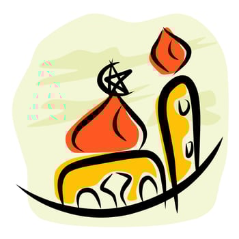 Mosque doodle art style vector design decoration. Ramadan kareem. Eid mubarak