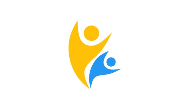 Abstract people logo for community event, spirit brand, team work, success company vector