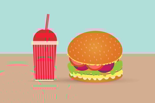 Vector fast food burger and soft drink