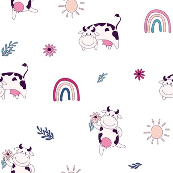 cute cows pattern vector