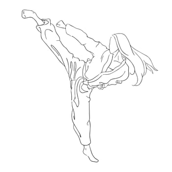 a woman kicks with taek wondo vector