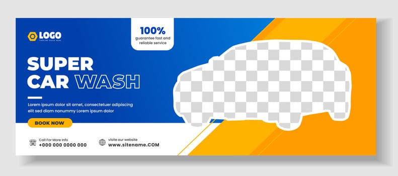 Car Washing social media cover banner design template. Car Wash social media Cover photo Template. car washing service web banner design template. car wash banner. vector