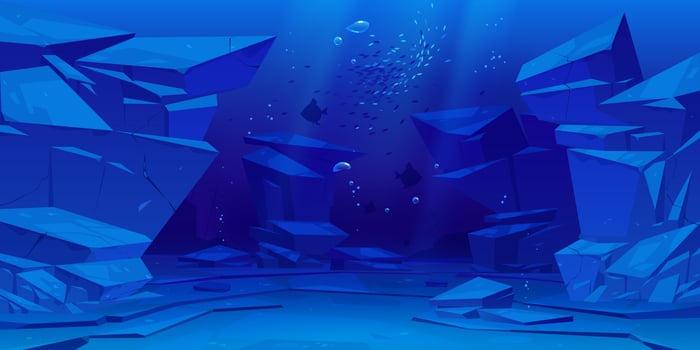 Ocean or sea underwater background. Empty bottom vector