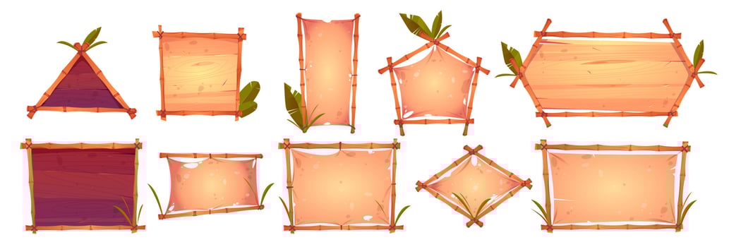 Bamboo frames with old parchment wooden background vector