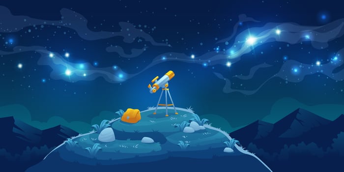 Telescope for astronomy and watching stars vector