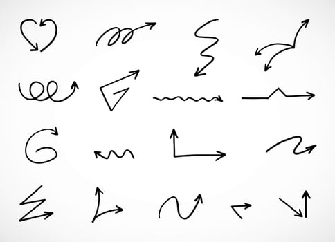 Vector set of hand drawn arrows, elements for presentation