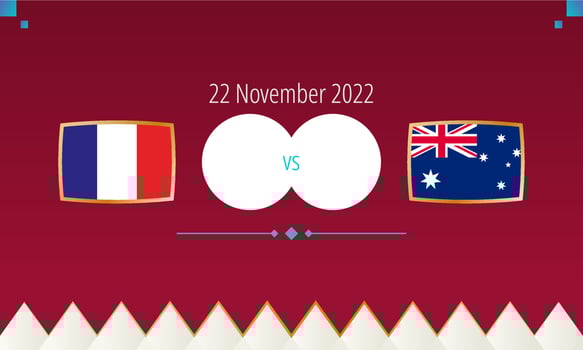 France vs Australia football match, international soccer competition 2022. vector