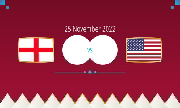 England vs United States football match, international soccer competition 2022. vector