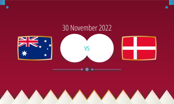 Australia vs Denmark football match, international soccer competition 2022. vector